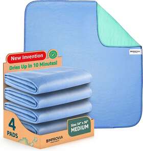 Improvia 313026176100 Washable Underpads 34 Inch X 36 Pack Of 4 - Heavy Absorbency Reusable