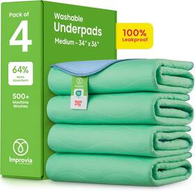 Improvia 313091069024 Washable Underpads 34 Inch X 36 Pack Of 4 - Heavy Absorbency Reusable