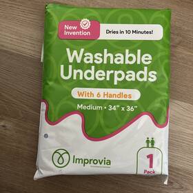 Improvia 614609800352 Washable Underpads 34 Inch X 36 - 1 Pack Medium