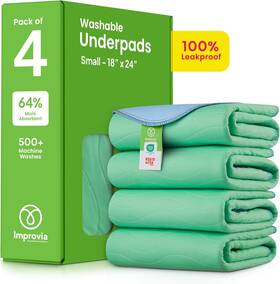 Improvia 726084677548 Washable Underpads 18 Inch X24 - Heavy Absorbency For All Ages And Pets -hea