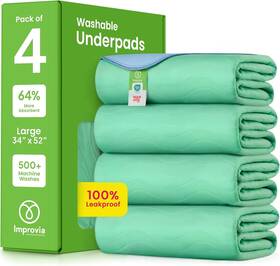 Improvia 915894910574 34 X 36 Inch Pack Of 4 Heavy Absorbency Reusable Incontinence Pads For Kids