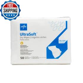 Industries Healthcare 313050068082 Ultrasoft Hypoallergenic Dry Cleansing Wipes 10 Inch X 13 50 Count