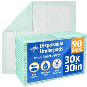 Industries Healthcare 445010458435 Deluxe Fluff And Polymer Underpads Super Absorbency Quilted 30x30 Inches Green