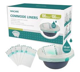 Inin-01-100100 Inincare Commode Liners With Absorbent Pads Value Pack 100 Count Universal Fit Disposa