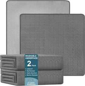 Inooro 744110394443 Washable Underpads 34x36 Inch - Waterproof Reusable Bed Heavy Absor