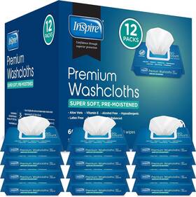 Inspire 445005367322 Adult Wet Wipes Wash Cloths For Incontinence And Cleans