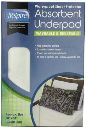 Inspire 772195405716 Washable Reusable Incontinence Underpad 30 Inches X 34 White