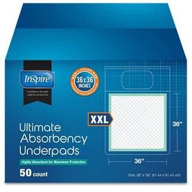 Inspire 816554012693 Extra Large Super Absorbent Bed Pads For Incontinence Disposable 36 X