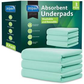 Inspire 816554013195 Washable And Reusable Incontinence Chair Or Bed Pads 3 Pack Waterproof Matt