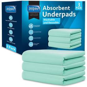 Inspire 816554013201 Super And Ultra Absorbent Reusable Bed Pads 23 Inch X 36 3 Pack