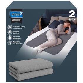 Inspire 816554015076 Underpads Stain Hiding Gray Reusable Incontinence Bed Pads Waterproof Mat