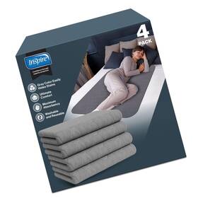 Inspire 816554015083 Underpads Large 34 X 36 4 Pack Gray - Reusable Incontinence Bed Pad
