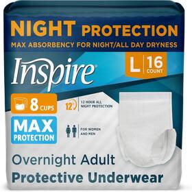 Inspire 816554015298 Adult Unisex Diapers Max Absorbency Leak Proof Large 16 Ct Fast Ship