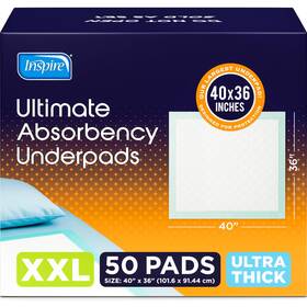 Inspire 816554016066 Disposable Bed Pads 40 X 36 Pack Extra Large Super Absorbent Ultra Thick