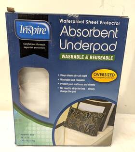 Inspire 893765001630 Waterproof Protector Absorbent Underpad Washable&reuseable 36 Inch X 72