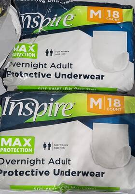 Insonapu-m18 Inspire Adult Diapers Women Or Men - 2 Packs Of 18 Max Absorbency Our Most