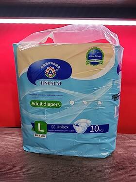 Jindalai 971347350117 Tape-style Adult Diapers Disposable Leak Protection 10 Count Size Large