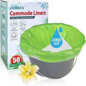 Joccik 445042575537 Commode Liners For Bedside With Super Absorbent Pad 50 Pack Disposable B