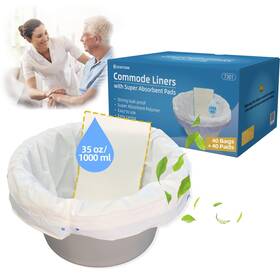 Jointown 810139472223 Bedside Commode Liners With Super Absorbent Pad 40 Pack-disposable Bags For P