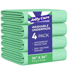 Jr-repad-3636-4p Jolly Care Washable Underpads Waterproof 4 Pack 36 Inch X36ftft Heavy Absorbency Incontinence