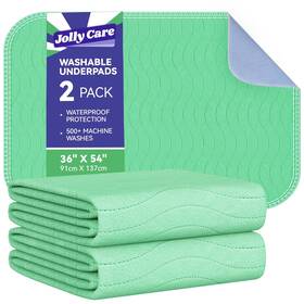 Jr-repad-3654-2p Jolly Care Washable Underpads Waterproof 2 Pack 36 Inch X54ftft Heavy Absorbency Incontinence