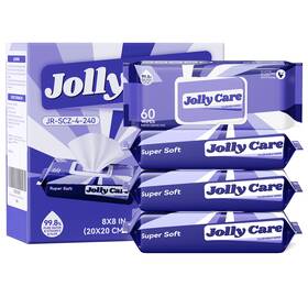 Jr-scz-4-240 Jolly Care Xl Flushable Wipes For Adults Women And Men 60 Count Pack Of 4