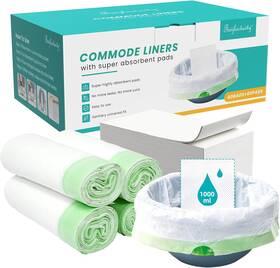 Kalql Healthcare 313055648685 60 Pack Commode Liners With Super Absorbent Pads Disposable Leakproof Bedside C