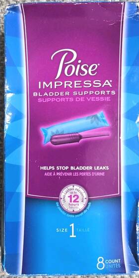 Kimberly Clark 036000496239 Poise Impressa Bladder Supports Size 1 For Leaks 8 Count Use By 5/25 New