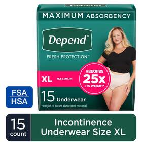 104358603 Kimberly Clark Depend Fresh Protection Womens Incontinence Underwear Xl 15 Count