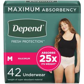 105165601 Kimberly Clark Depend Fresh Protection Adult Incontinence Underwear For Women Maximum M 42ct