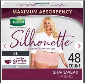 105423100 Kimberly Clark Depend Silhouette Incontinence Underwear For Women Maximum Absorbency Xl 48ct