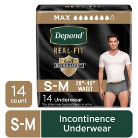 105542601 Kimberly Clark Depend Real Fit Incontinence Underwear For Men Adult Diapers S/m Grey 14 Count