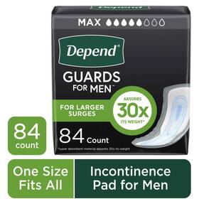 Kimberly Clark 445031164193 Depend Guards Incontinence Pads For Men Maximum Absorbency 84 Count