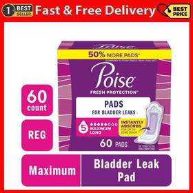 Kimberly Clark 445041969955 Poise Incontinence Pads For Women Maximum Absorbency Long Length 60 Count