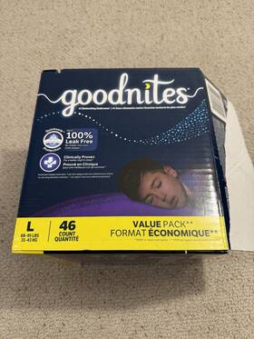 55141 Kimberly Clark Goodnites Nighttime Bedwetting Underwear For Boys Large 68-95lbs 46 Count