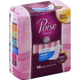 Kimberly-clark 785923109213 Poise Pads Moderate Absorbency - Long Pk/16