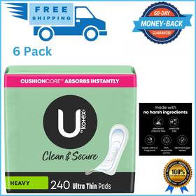 00036000530988 Kimberly-clark Corp. U By Kotex Clean And Secure Ultra Thin Pads Heavy Absorbency 240 Count 6 Packs