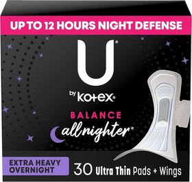 10036000100775 Kimberly-clark Corp. Balance Ultra Thin Overnight Pads With Wings Extra Heavy Absorbency 30 Count