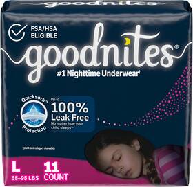10036000533634 Kimberly-clark Corp. Goodnites Girlsft Nighttime Bedwetting Underwear Size Large 68-95 Lbs 11 Ct