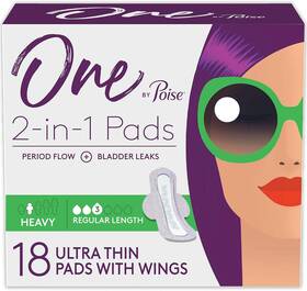 10036000534501 Kimberly-clark Corp. One By Poise Feminine Pads With Wings 2-in-1 Period And Bladder Leakage Pad For W