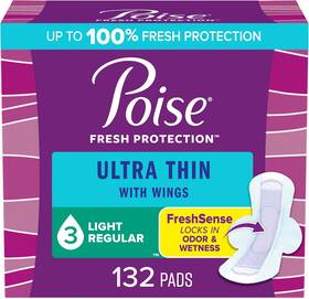 10036000542087 Kimberly-clark Corp. Ultra Thin Incontinence Pads With Wings 3 Drop Light Absorbency 132 Count