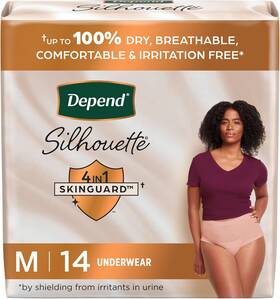 10036000554189 Kimberly-clark Corp. Depend Silhouette Adult Incontinence And Postpartum Bladder Leak Underwear For Wom