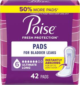 10036000563969 Kimberly-clark Corp. Poise Incontinence Pads And Postpartum 6 Drop Ultimate Absorben