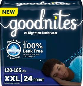 10036000565123 Kimberly-clark Corp. Goodnites Boysft Nighttime Underwear Size Xxl 120-165 Lbs 24 Ct 2 Packs Of