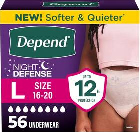 Kimberly-clark Corp. 313045143145 Depend Night Defense Women S Overnight Underwear Large 56 Ct