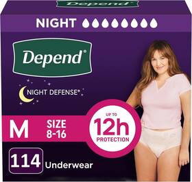 Kimberly-clark Corp. 445051292265 Depend Night Defense Adult Diapers Size Medium 114 Count