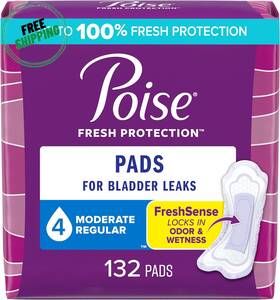 Kimberly-clark Corporation 313036022046 Poise Postpartum Incontinence Pads Moderate Absorbency Regular Length 132 Ct