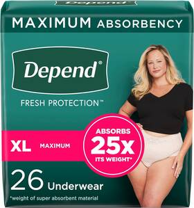 Kimberly-clark Corporation 313110747704 Depend Fresh Protection Adult Incontinence And Postpartum Bladder Leak Underwear F