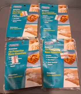 Ug26 Kmart 073577901490 Physicians Care Flu Protection Lot Of 4 Packs 3 Cleansing Wipes 1 Face Mask