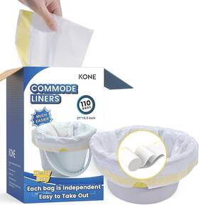 Kone 313089124100 110 Count Commode Liners Disposable Waste Bags Fits All Standard Bedside Po